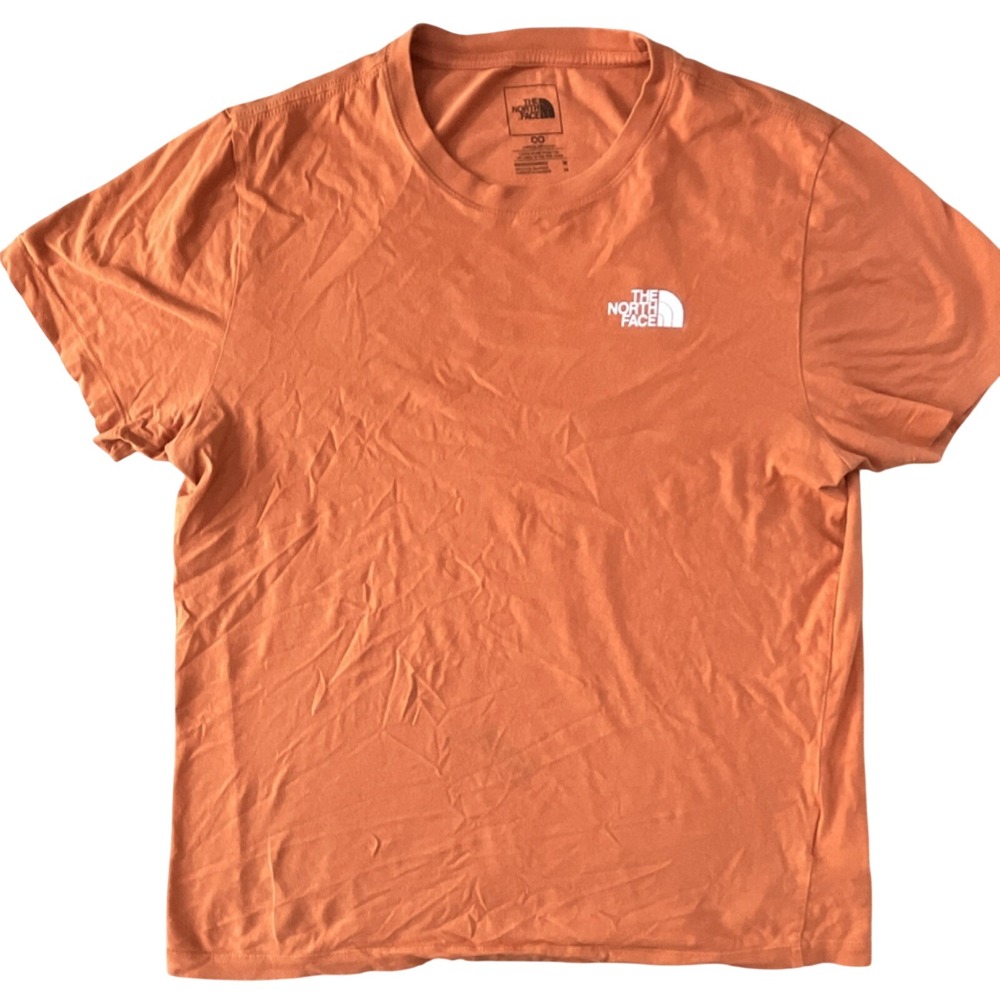 The North‎ Face T-Shirt Mens Medium Orange Excellent Circular Design Box Logo